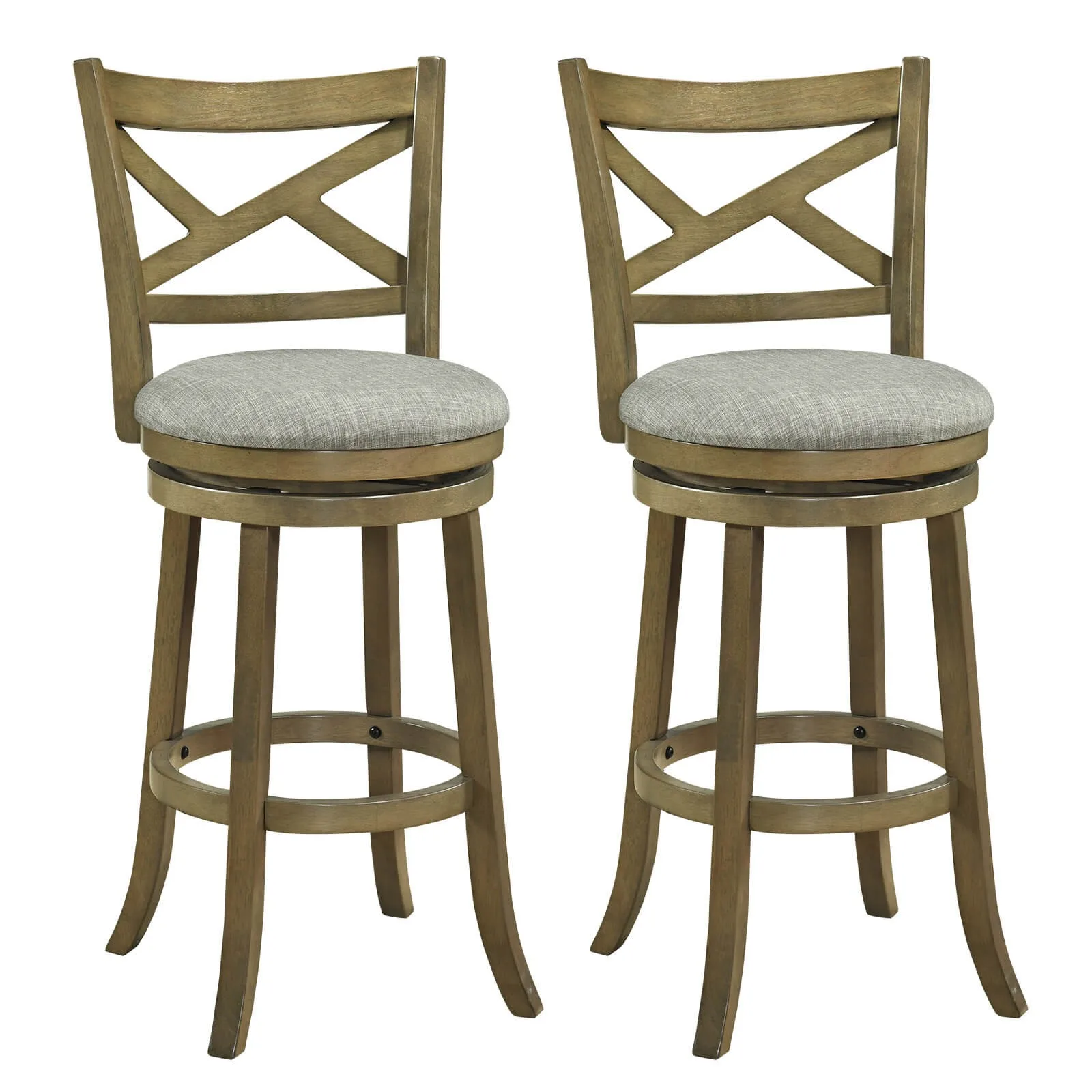 

Swivel Bar Stools Set of 2, 30 Inch Bar Height Chairs w/Backrests and Wood Frame