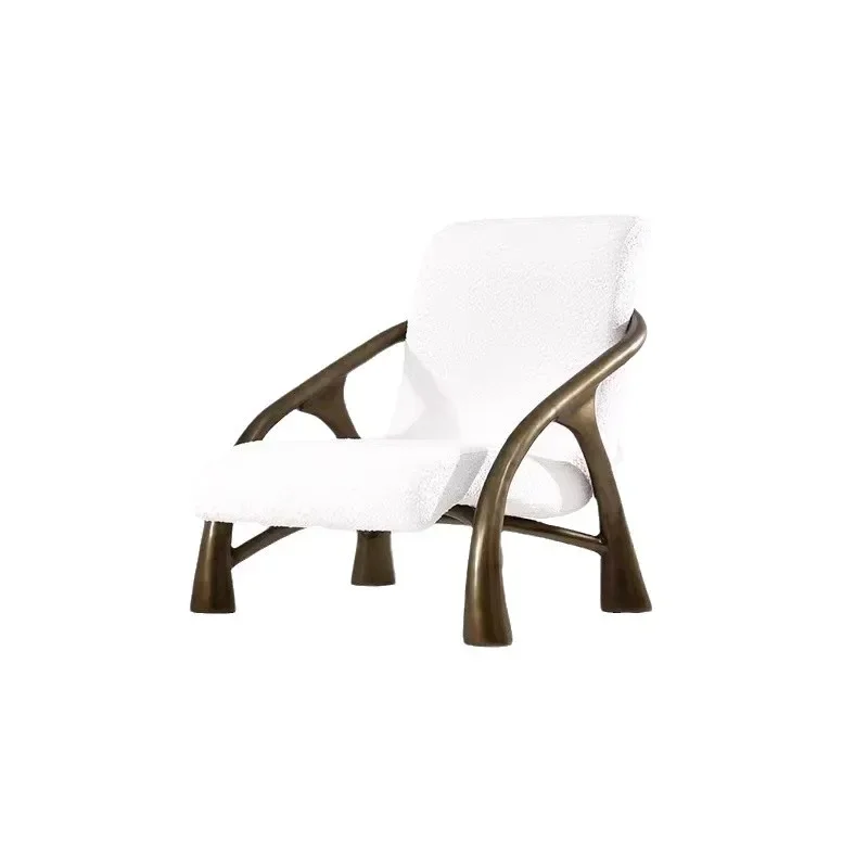 Nordic designer solid wood lamb wool leisure chair model room balcony living room reception negotiation chair lazy sofa chair