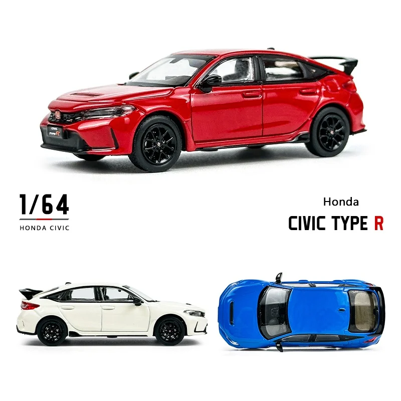 Paudi 1:64 2023 Honda Civic Type-R FL5 modello di auto in metallo 1:64 lega in miniatura auto giocattolo adulto collezione Hobby Souvenir Display