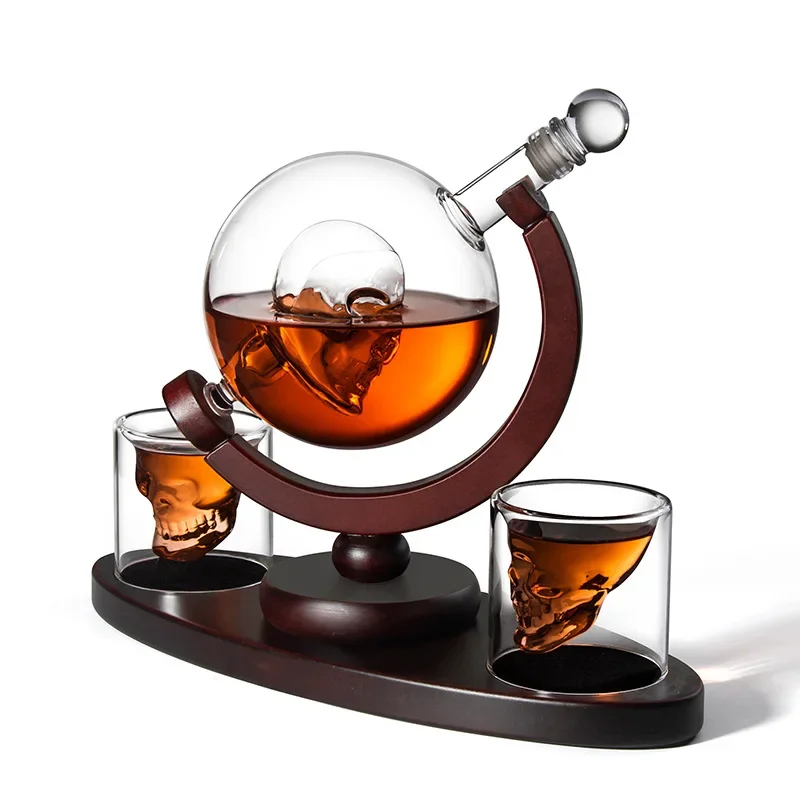 Z-NING Creative Glass Skull Bottle Set Whiskey Glass Home Bar Decoration Red Wine Decanter Vodka Glass Wine Set Liquor Bottle