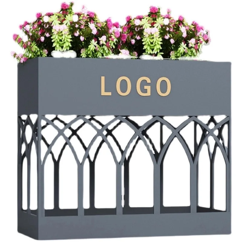 Outdoor wrought iron flower box combination flower stand sales department, municipal square, green sidewalk, planter, shopping