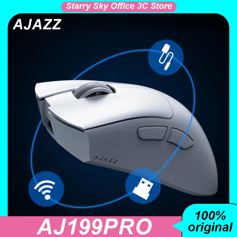 

Беспроводная мышь AJAZZ AJ199Pro, 4K, три режима, проводная/Bt 5,0/2,4 ГГц, Paw3395, легкая, под заказ, игровая мышь для киберспорта, аксессуары для ПК