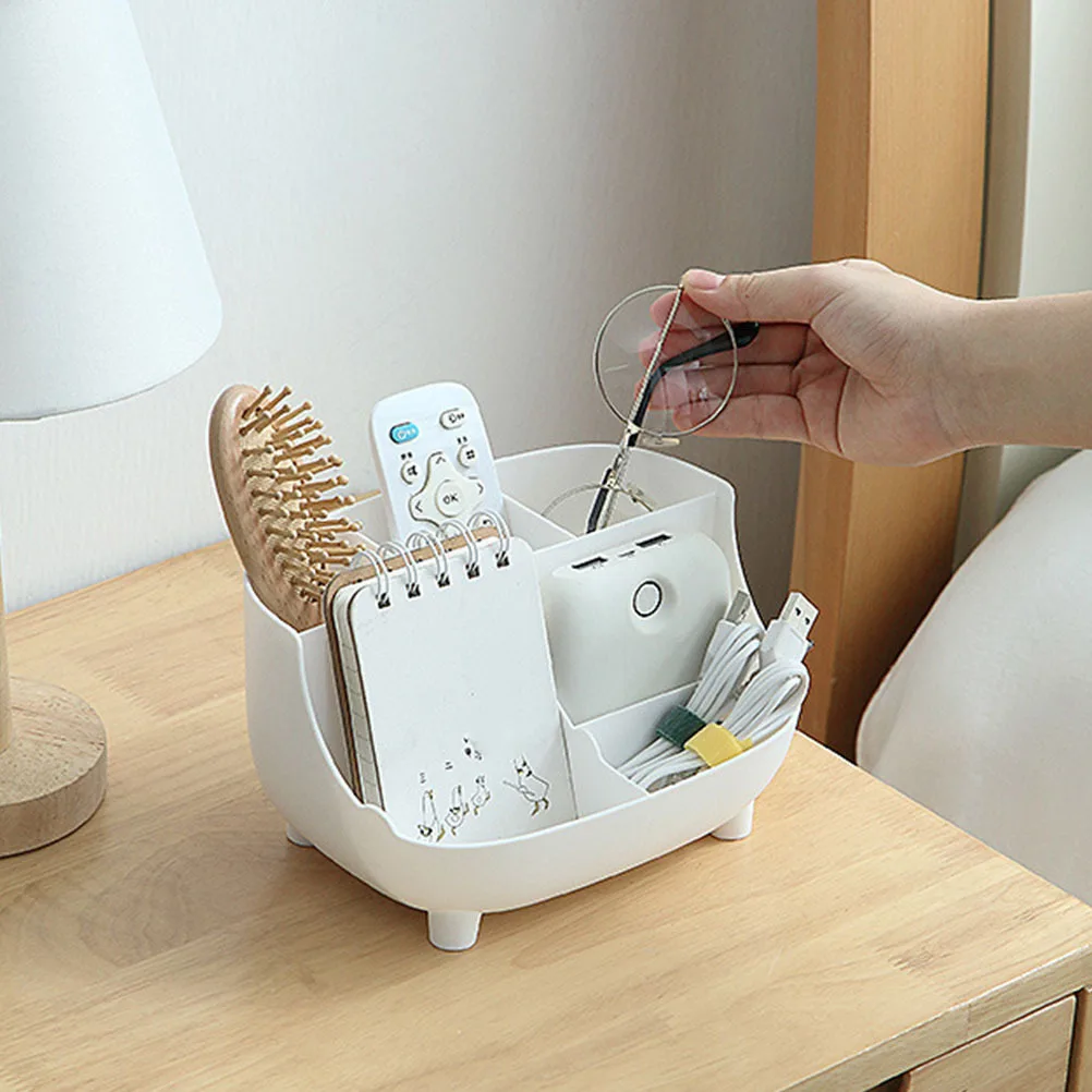 

Multi-Compartment Stationery Storage Box Desktop Organizer for Home Office School Lab Modern Plastic Sundries Holder Large