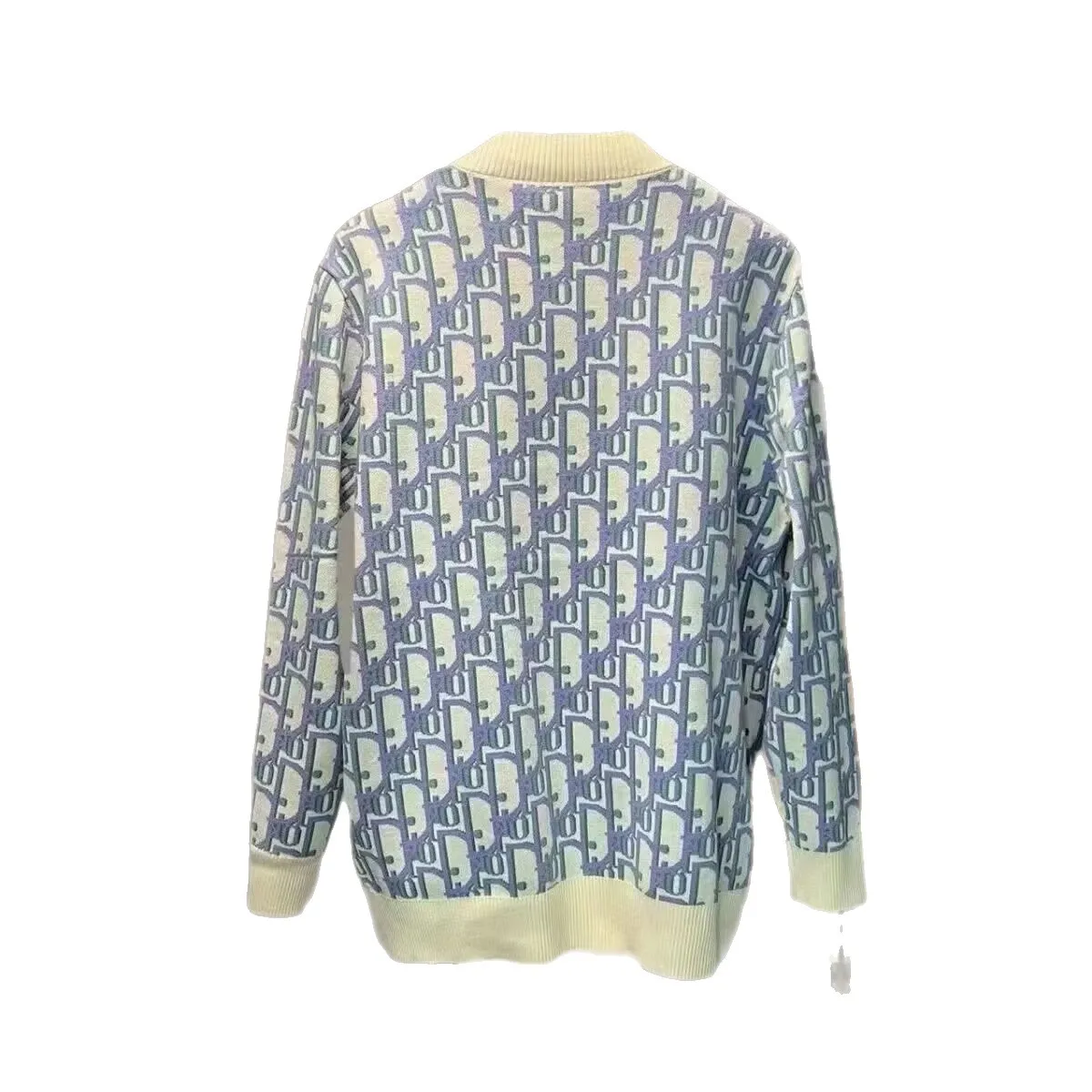 العصرية العلامة التجارية الخريف الشتاء زوجين الرجعية طباعة كاملة رسالة جولة الرقبة طويلة الأكمام سترة المرأة عارضة فضفاض محبوك أعلى