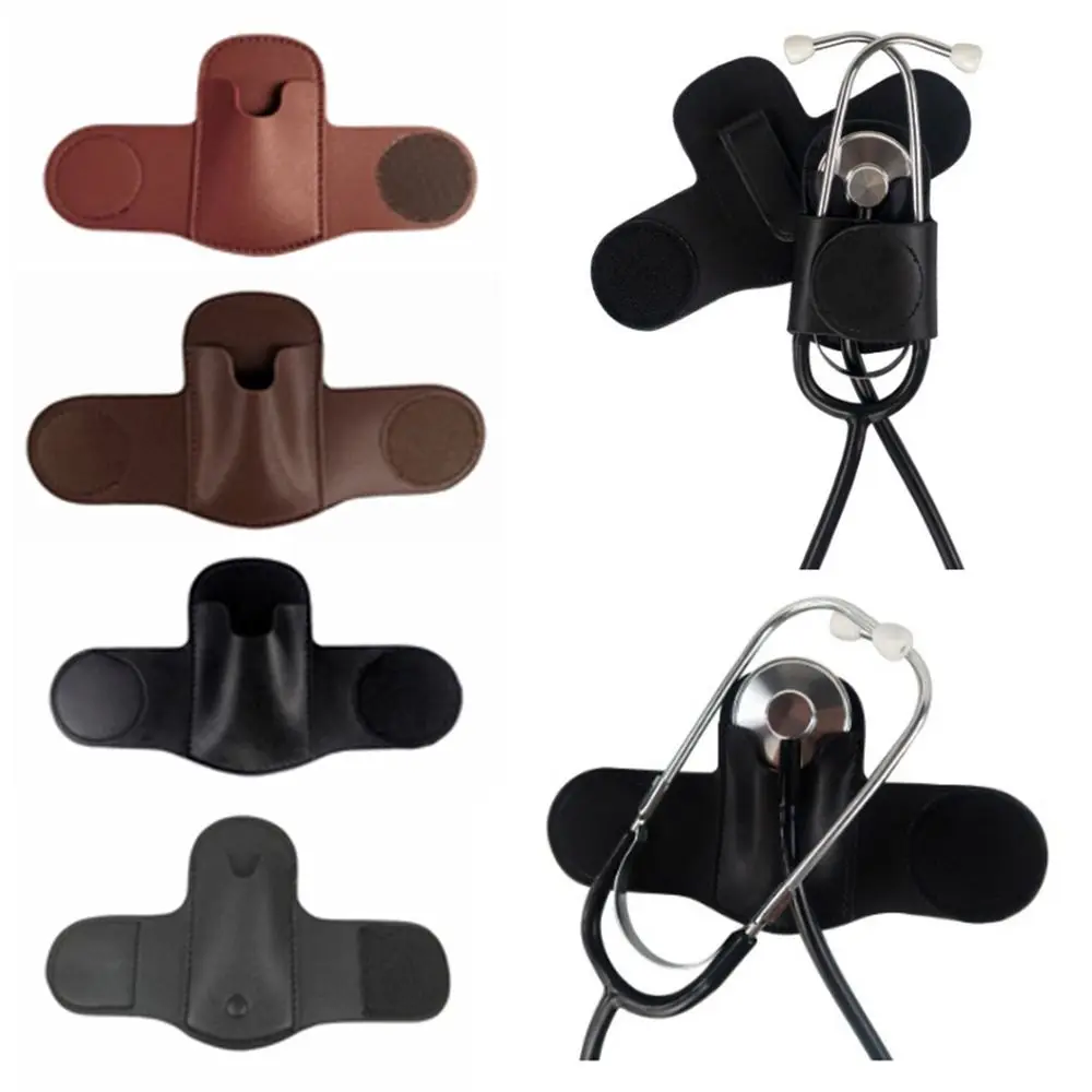 

Hook Loop Closure Stethoscope Holder Clip Durable Magnetic Holder Stethoscope Holder PU Leather Compact Stethoscope Carry Case
