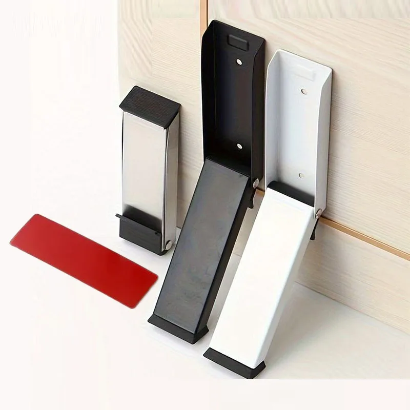 Non Perforated Door Blocker Foldable Door Stopper Stainless Steel Anti-collision Foot Pedal Storage For Entrance Door Accessorie