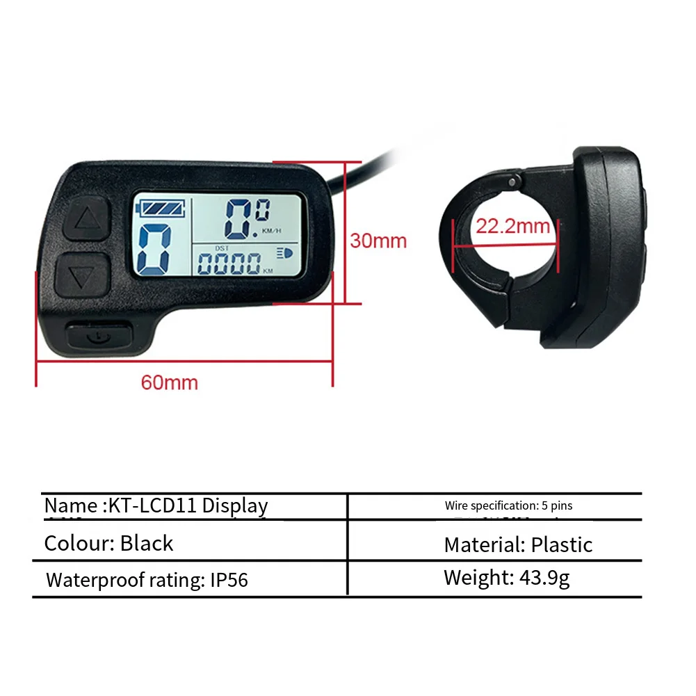 

Electric Bicycle LCD Display for KT LCD11 36V 48V Controller with Waterproof 5 Pin Connector for Electric Bikes