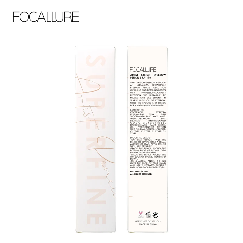 FOCALLURE-lápiz de cejas ultrafino, resistente al agua, de larga duración, potenciadores de cejas precisos, maquillaje, cosméticos, 4 colores