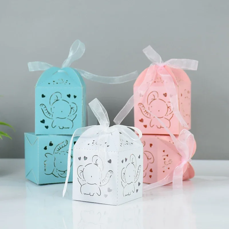 10pcs Elephant Shaped Candy Box for Baby Shower Cute Gift Boxes for Children Birthday Party Favors Box Candy Packaging Supplies