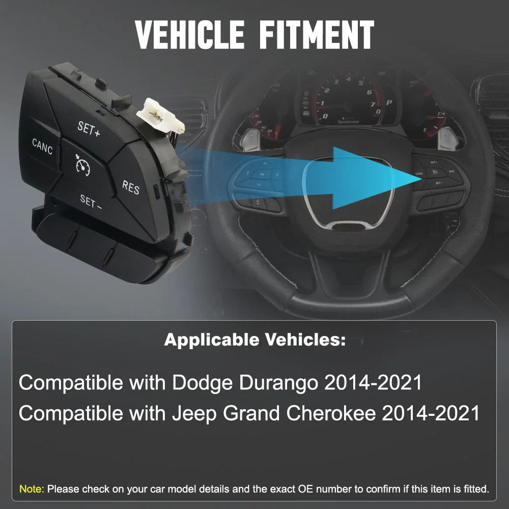 68159638AA 68159638AC for Dodge Durango 2014-2021 Jeep Grand Cherokee 2014-2021 Right Side 4 Pins Cruise Control Switch