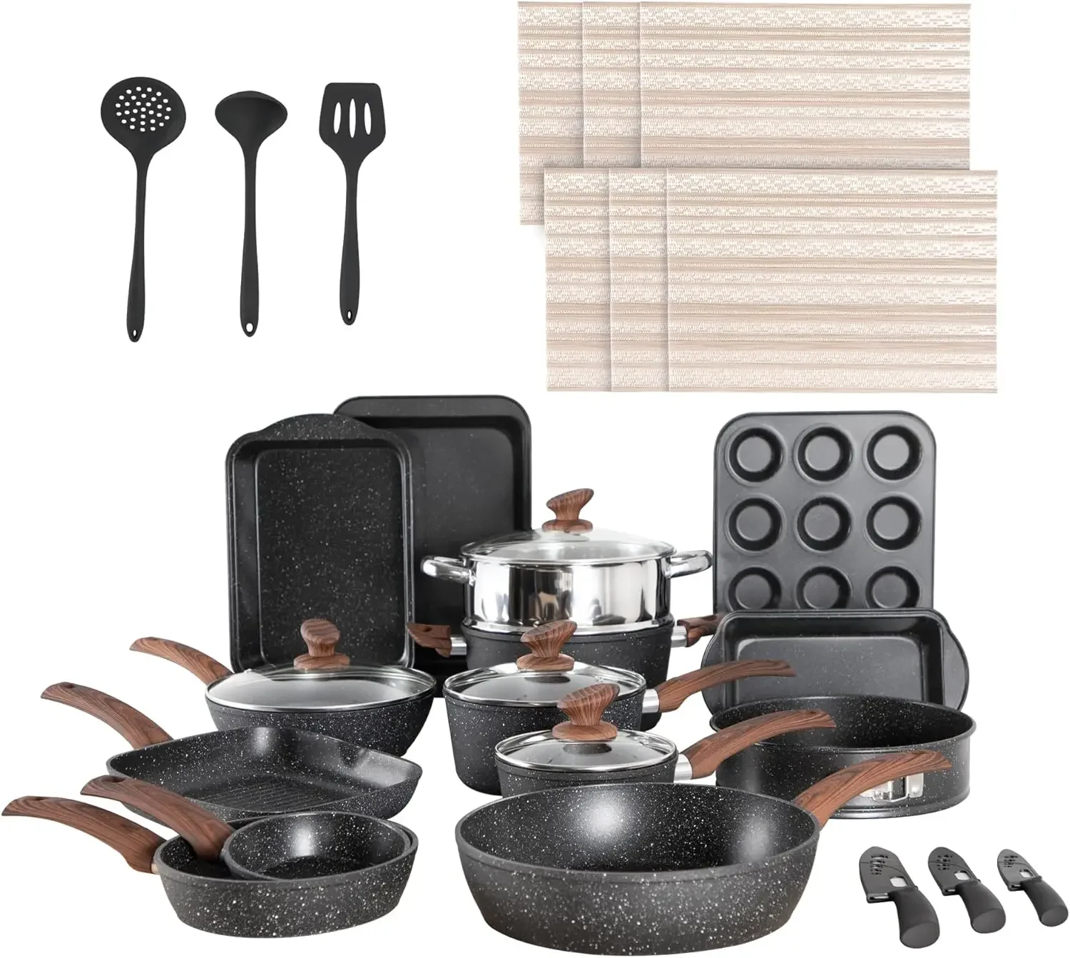 30 Piece Nonstick Pots and Pans Set, Induction Cookware and Bakeware Set, Nonstick Kitchen Cookware Sets, Induction Cookware