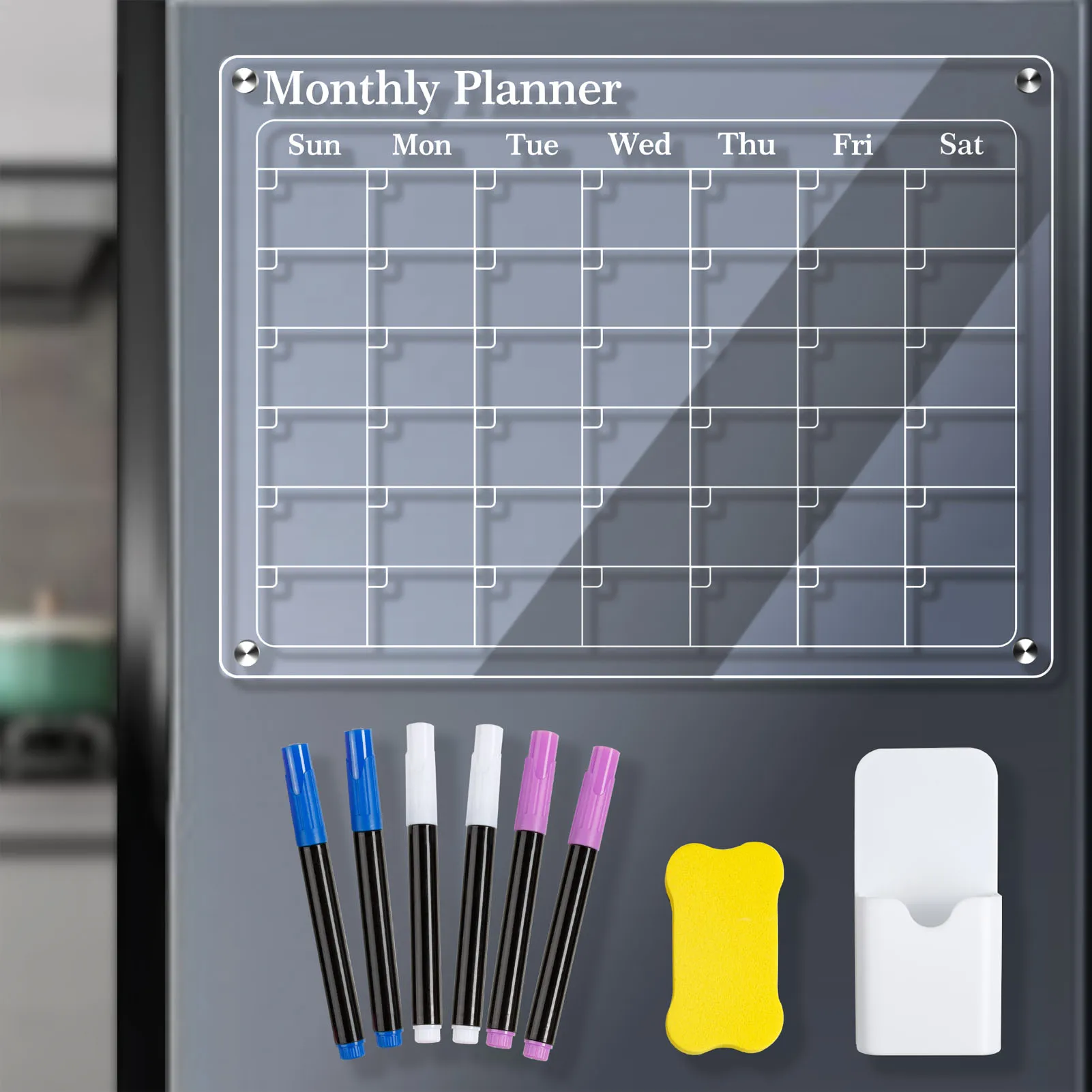 

Набор для планирования: акриловая прозрачная доска для еженедельного и ежемесячного планирования с 6 ручками, 15,7x11,8 дюймов