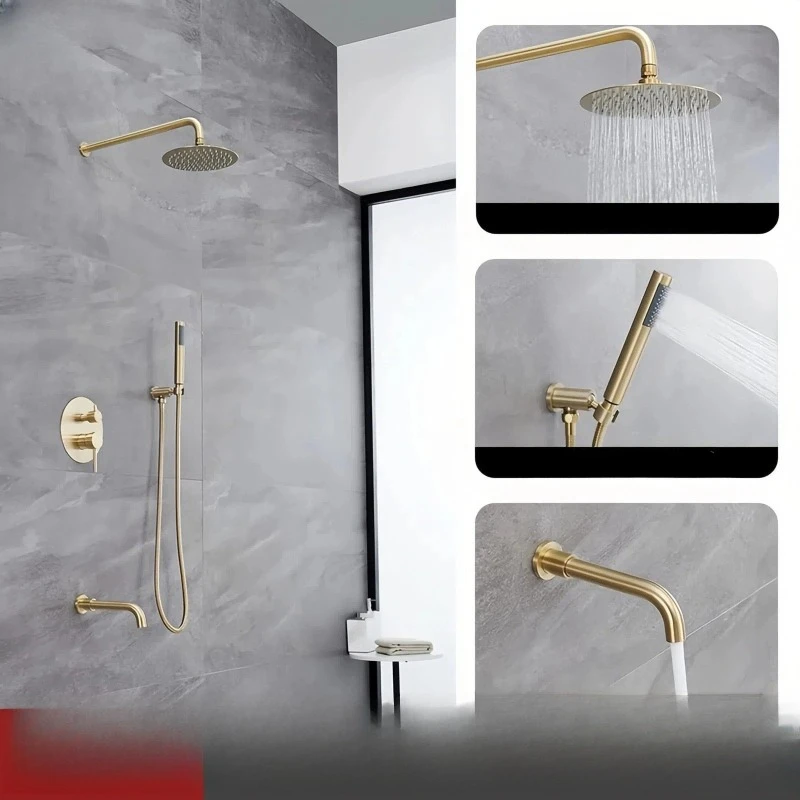 Round Concealed Shower Set Hot and Cold Wall