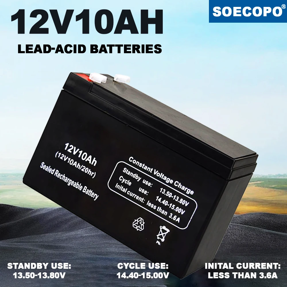 12V 10AH Maintenance Free Lead Acid Battery Solar Energy Storage For RV Camping Emergency Power Home Backup Solar System