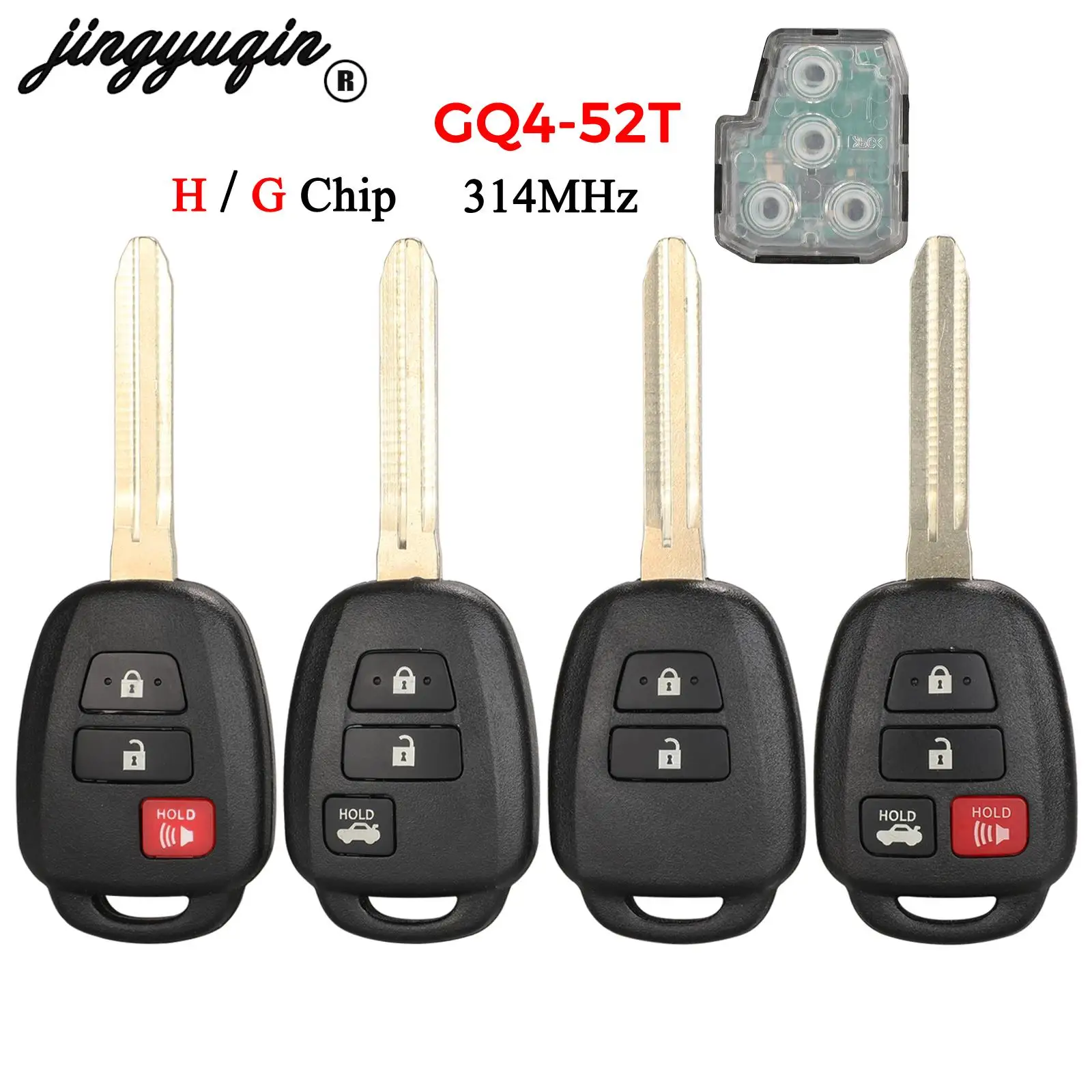 jingyuqin GQ4-52Tfor Toyota Rav4 2013-2018 Remote Smart Car Key 314Mhz H Chip / G Chip TOY43 Blade Fob Replacement