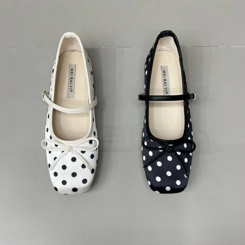 

Women PU Low Top Shoes Square Toe Single Strap Flat Low Heel Rubber Sole Comfort Lightweight Non Slip Casual Daily Walking Flats