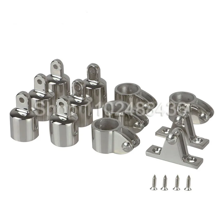 12Pcs Marine Boat Stainless steel Top Fitting 22mm 25mm External Insert Tube Eye End Cap