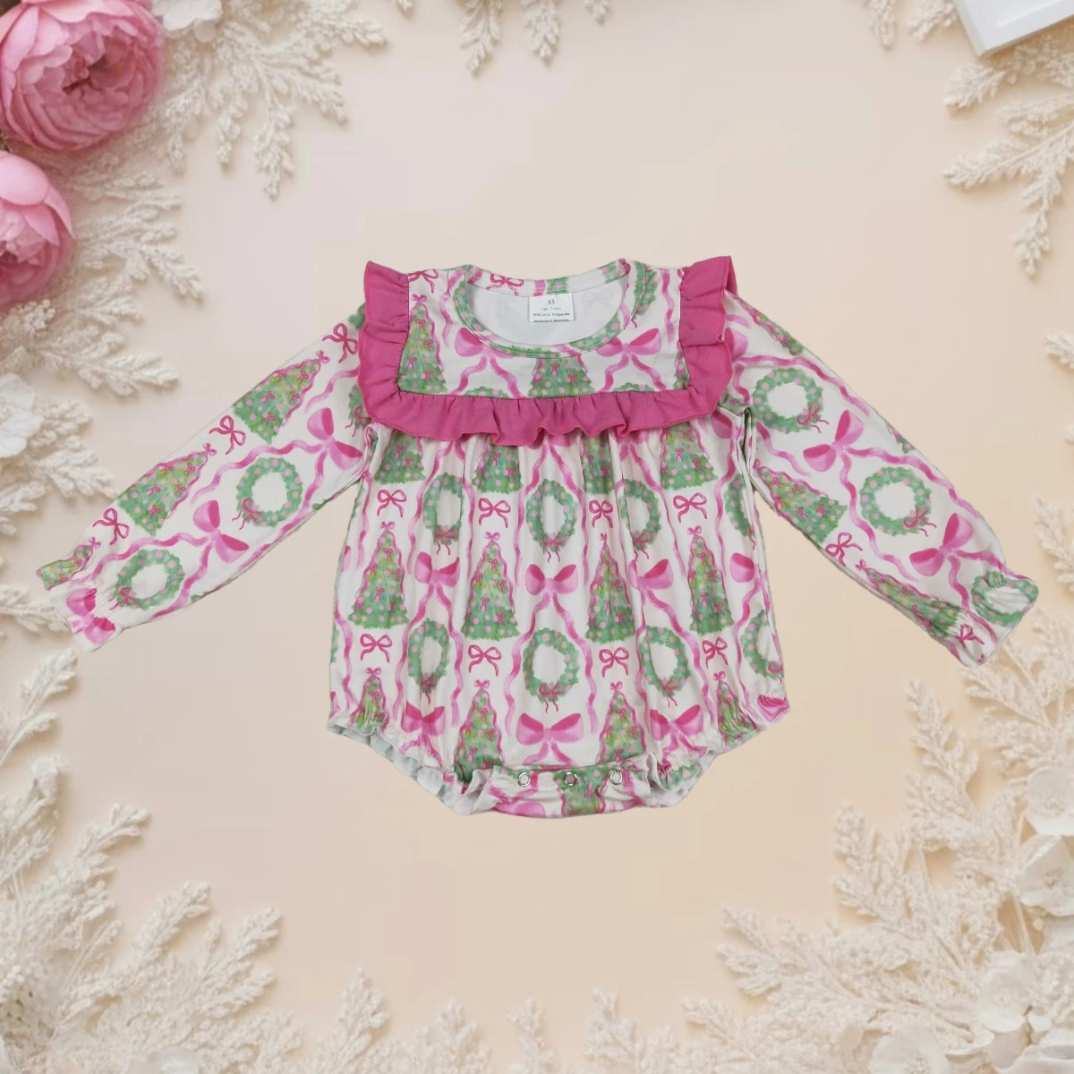 

Fall Baby Girl Romper Newborn Crewneck Christmas Clothing Trees Bows Casual Jumpsuits Toddler Infant Cotton Playsuit Clothes