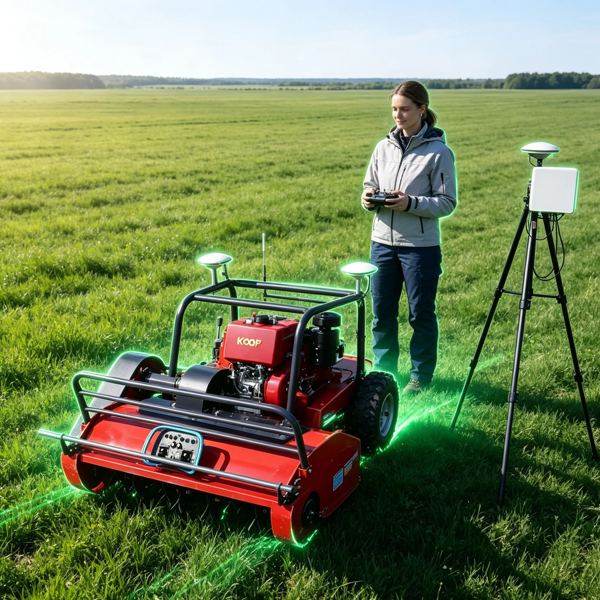 Customized Red 1200GPS Self‑Propelled Remote Lawn Mower, App Remote Setting Available For Multiple Mowing Modes Switch