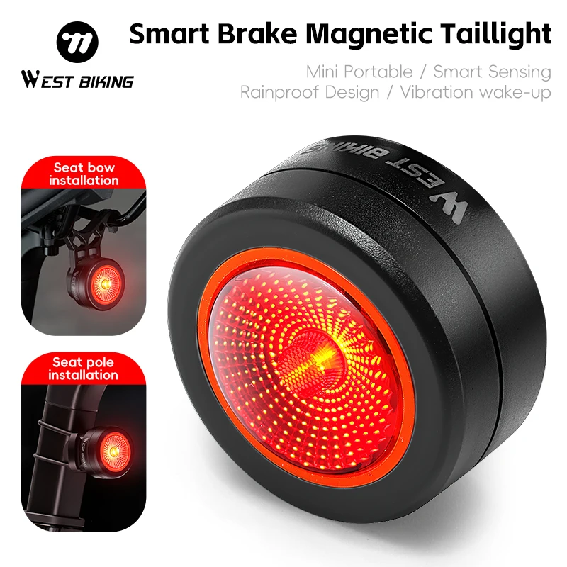 ضوء خلفي للدراجة مستشعر ذكي 5 أوضاع IPX5 مقاوم للماء LED ضوء خلفي لركوب الدراجات الليلية ملحقات ركوب الدراجات الجبلية ضوء الدراجة #2
