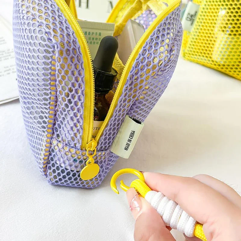 Косметичка из квадратной сетки, многофункциональная сумка для хранения мелочей, портативная квадратная косметичка на молнии