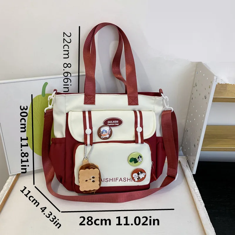 Torba na ramię Oxford, urocza torba Tote torba, kreskówka torebka i torebka, wisiorki ozdobne torby Crossbody dla kobiet, dziewcząt, studentów, Trave