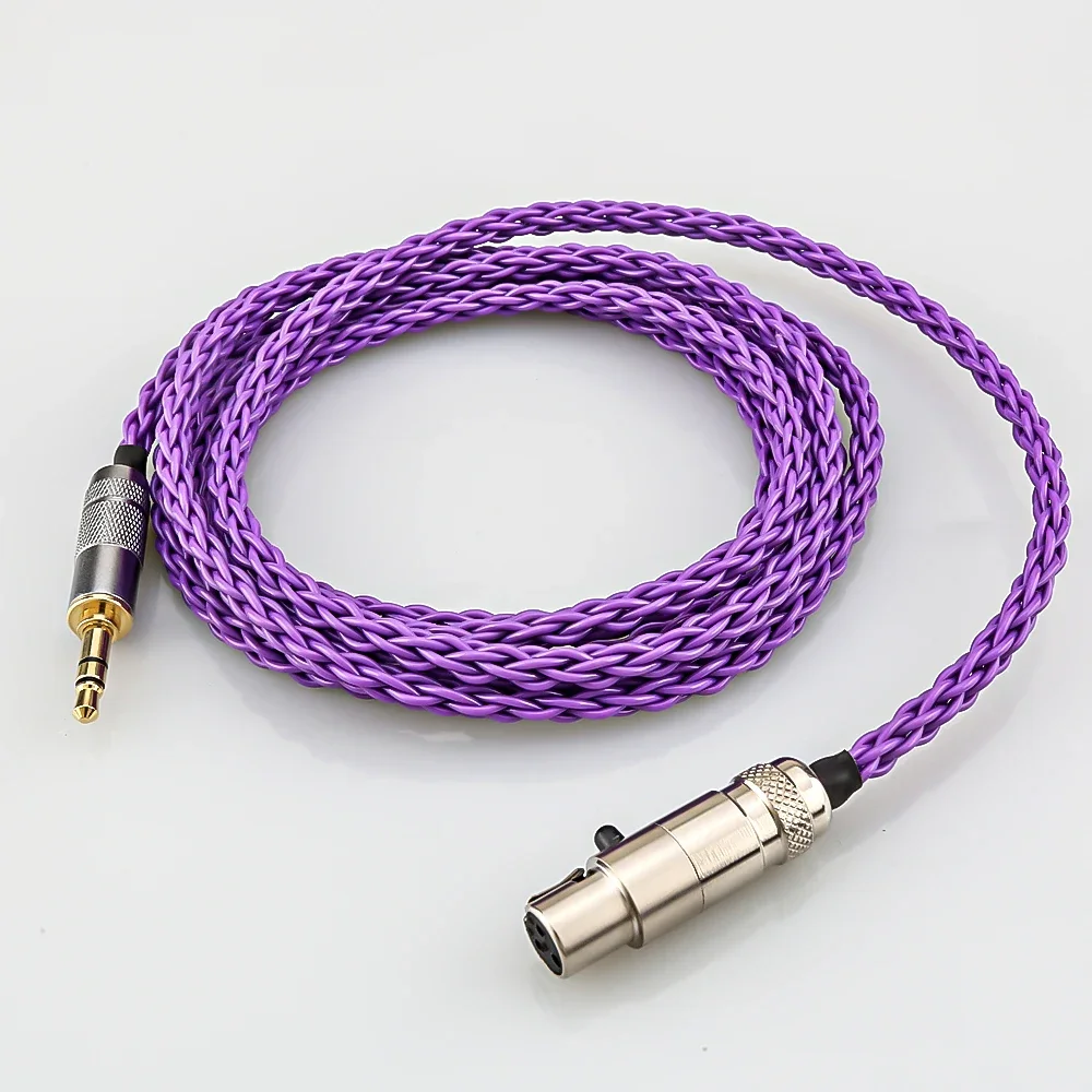 Purple 8 Core Audio headphone attached cables 3.5mm stereo plug to mini XLR for AK G Q701, K240S ,K271 ,K702 ,K141 ,K171, K712