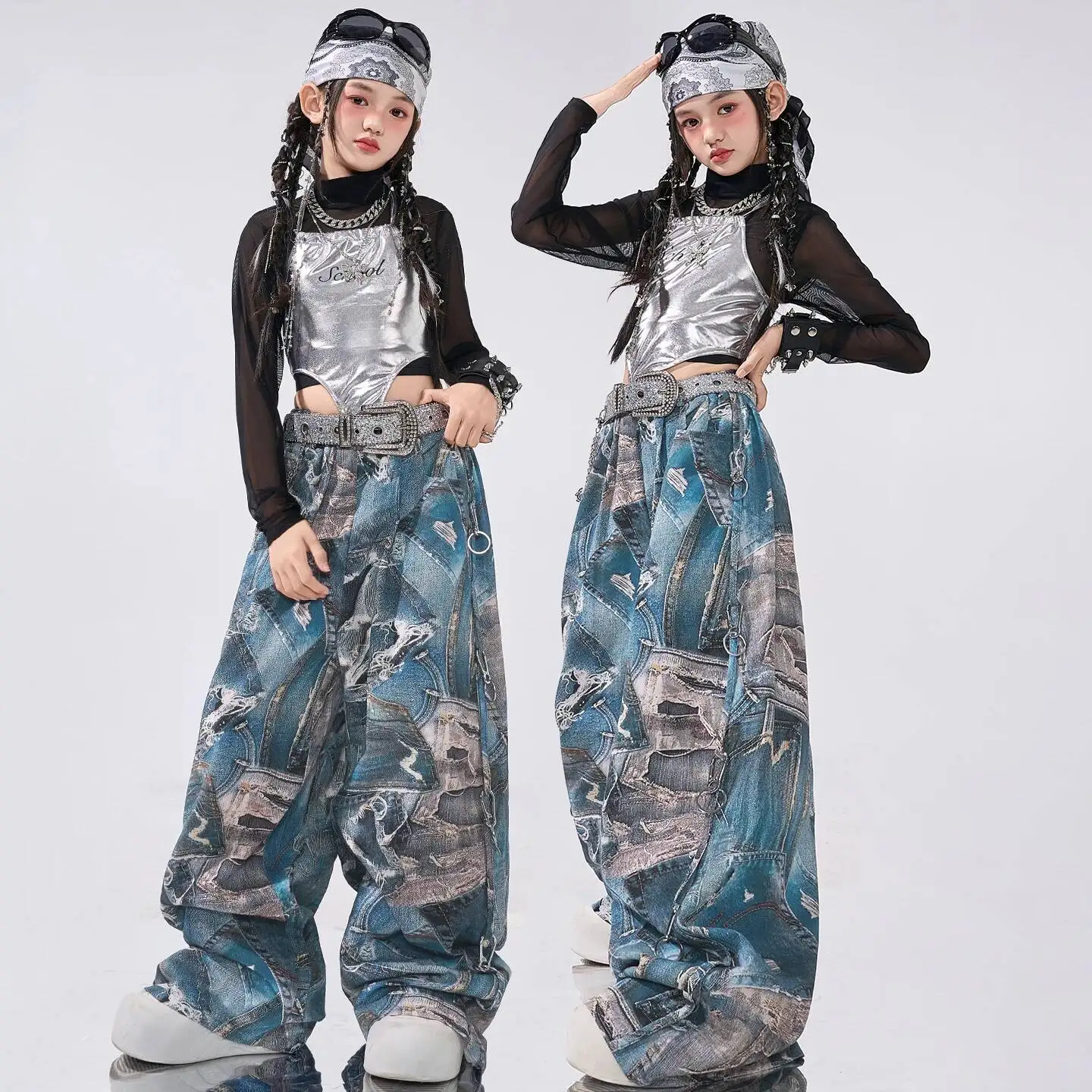 

Детские костюмы для джазовых танцев: модные сценические наряды для девочек с расклешенными брюками, комплект одежды для подростков в стиле K-pop