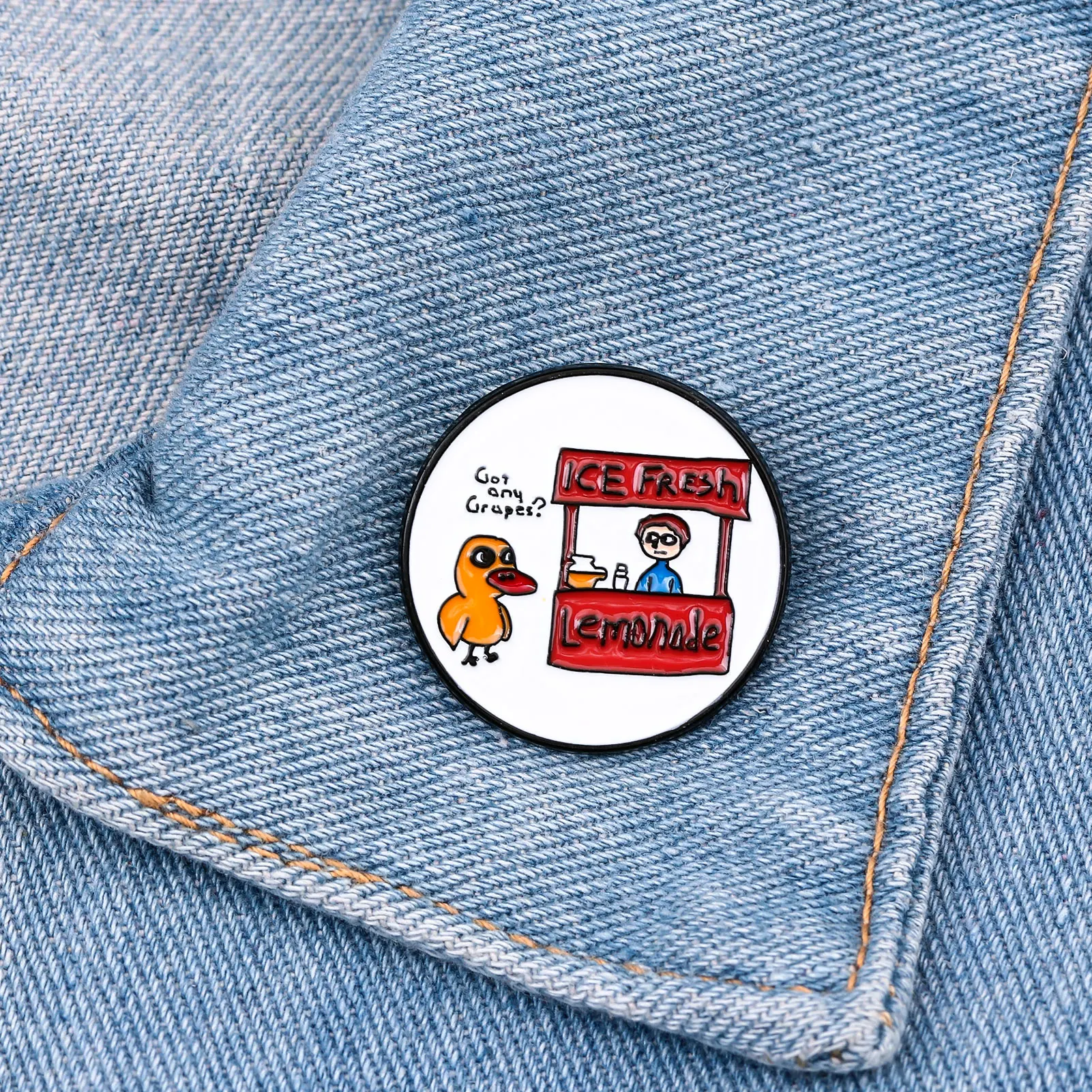 الكرتون الحيوان بطة المينا بروش حصلت على أي عنب ؟ دبوس الإبداعية مضحك شارة الرجال النساء على ظهره مجوهرات هدية الملحقات #1