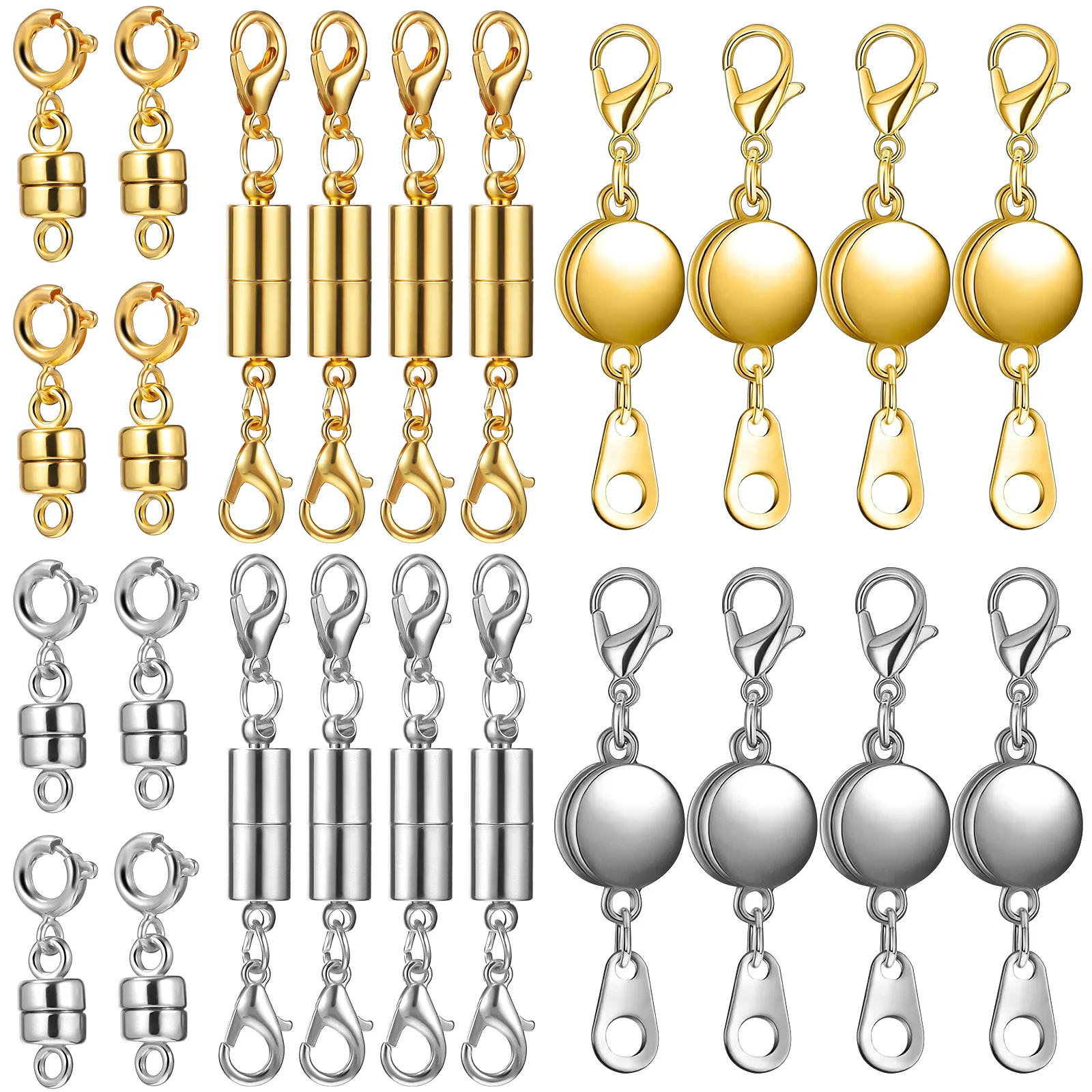 

24 Pcs Magnetic Necklace Buckle Clasps And Closures Jewelry For Necklaces Metal Silver Bangles