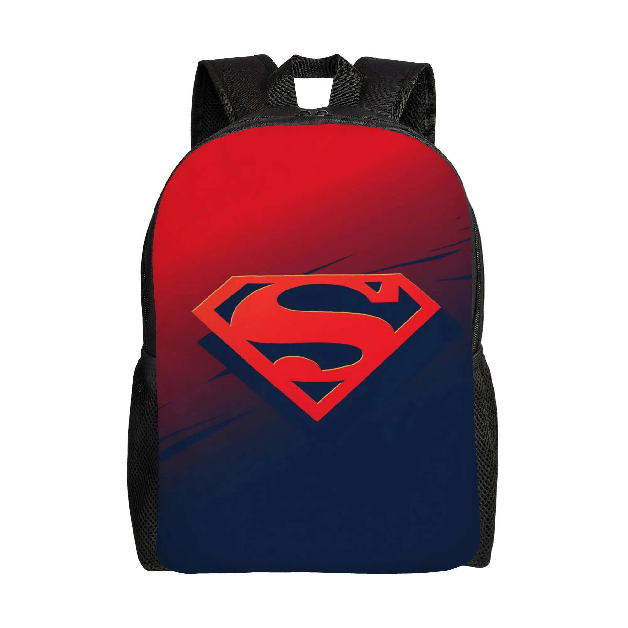 Back to school season Versatile Modern Red Blue Superman Symbol Bookbag  College Student Backpack