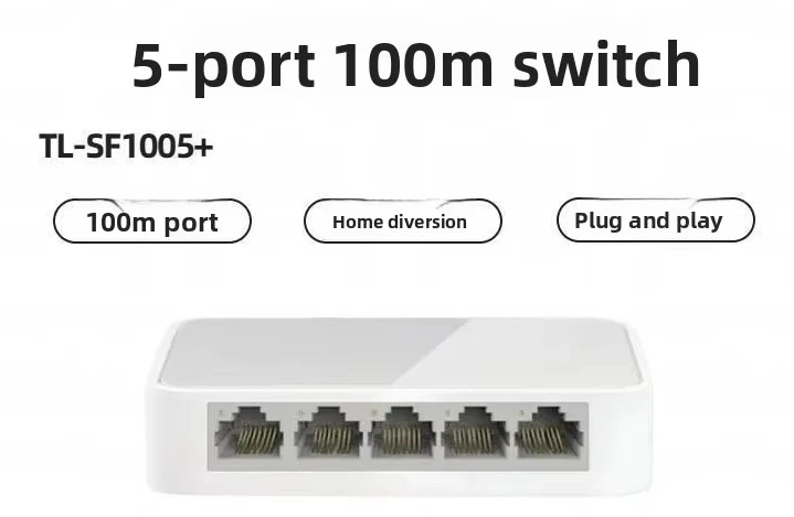 TL-SF1005+5-port 100Mbps Switch, Home Dormitory 4-port Network Switch, Diverter and Distribution Device
