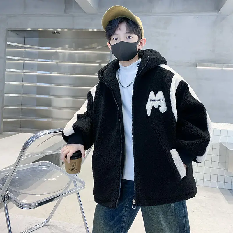 

Зимняя парка для мальчиков оверсайз, утепленная хлопковая парка на флисовой подкладке 2025 года — теплая зимняя одежда для маленьких мальчиков с капюшоном