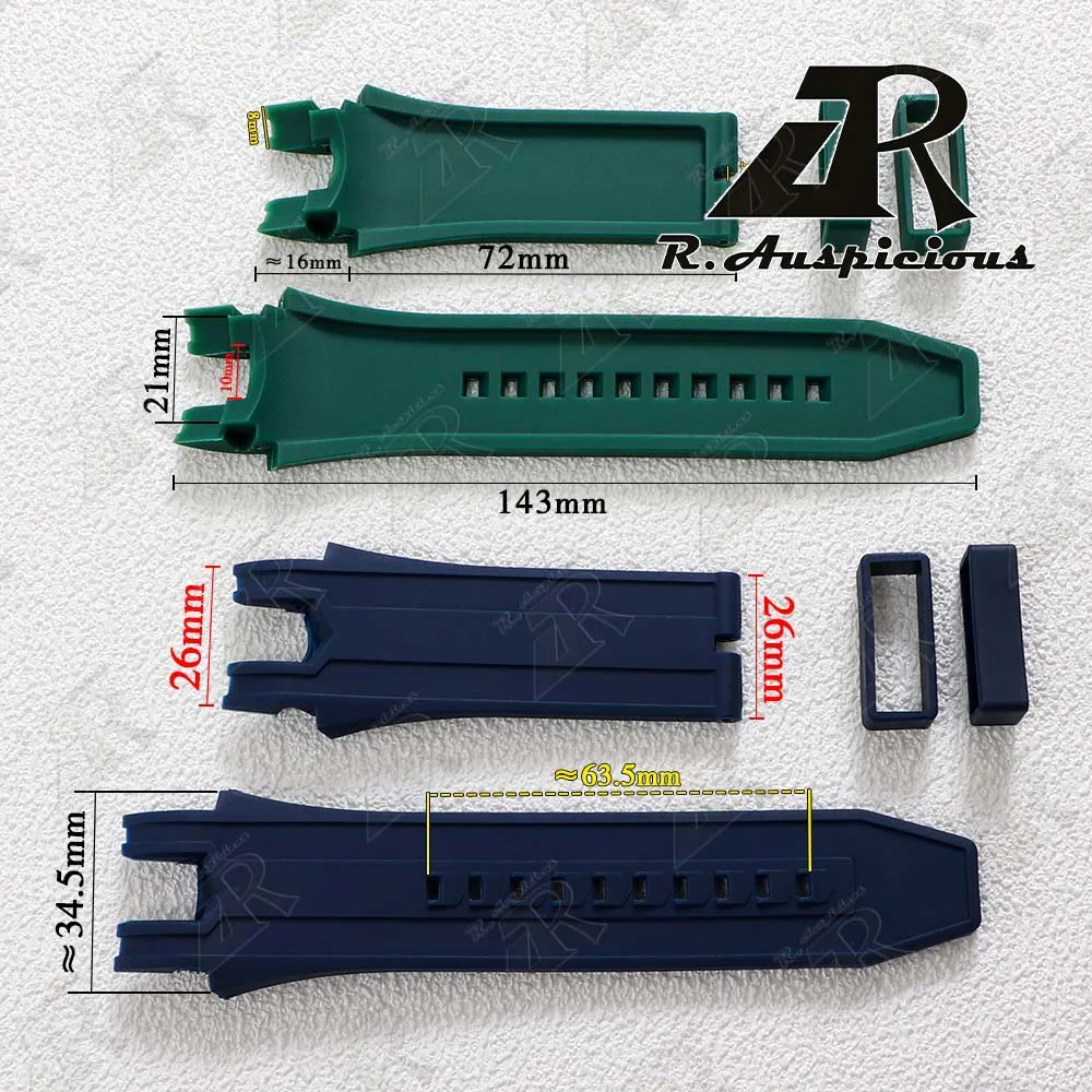 26mm Watch Strap for Invicta Excursion Model 24276 52mm Watchband Bracelet Belt Waterproof Elastic Black/Blue Watch Accessories