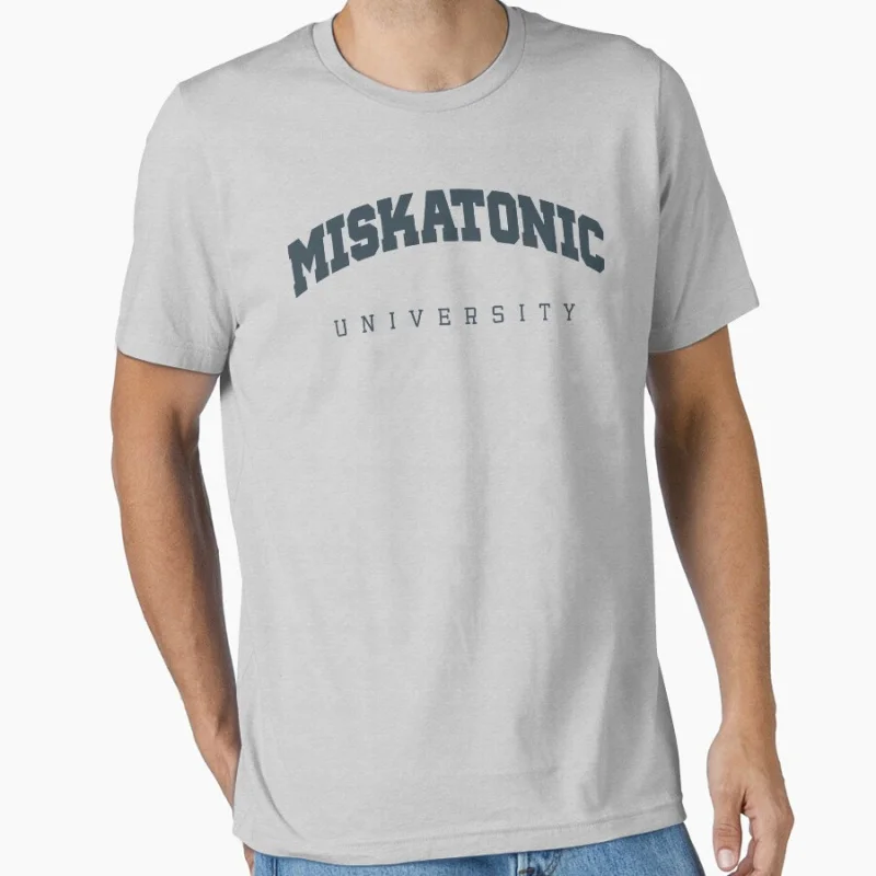 

Miskatonic University in Dark Blue Text Slogan Scary Halloween Gift T shirt Large size Tops Horror Cthulhu Scifi Print clothes
