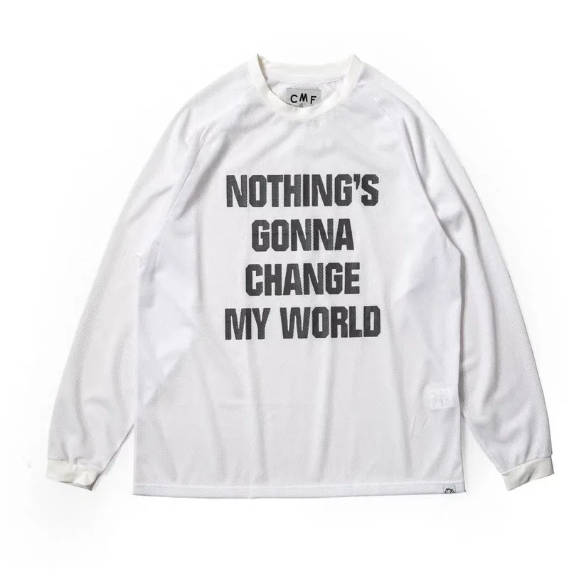COMFY Letter Printed Mesh Long Sleeved T-shirt CMF Sunscreen Cool Quick Drying Men's Tee Trendy