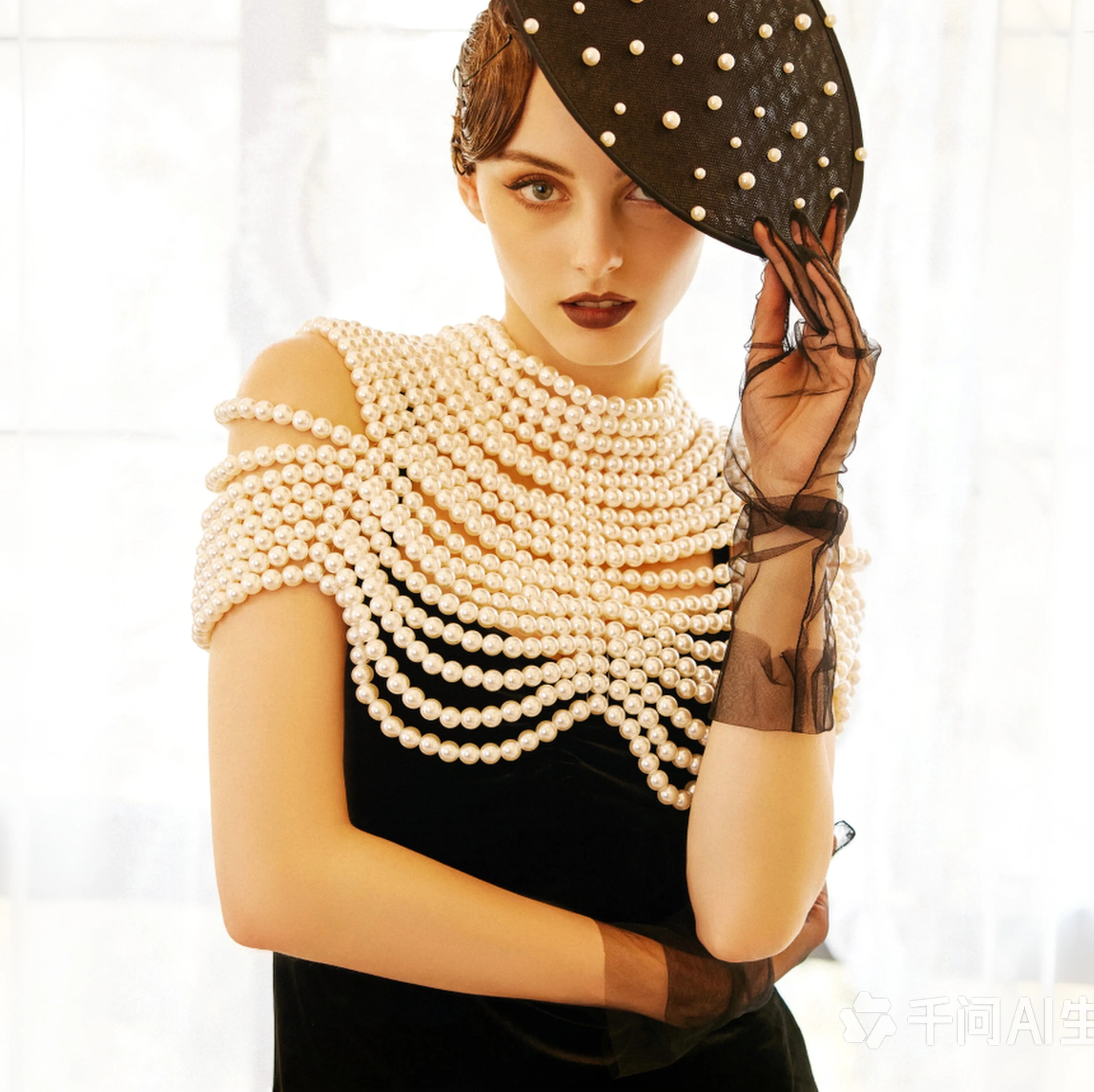 Luxury Multi-Layer Pearl Shoulder Cape Bridal Accessory – Handmade Silver Chain Tassel Mantilla for Wedding Prom Evening Dress
