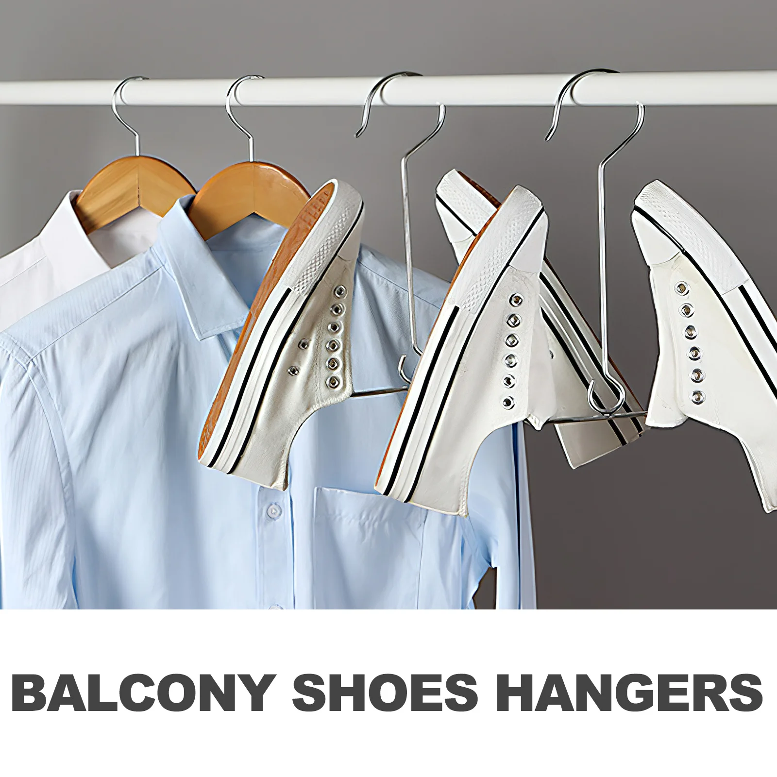 

2Pcs Stainless Steel Shoe Hangers Double Hook Space Saving Shoe Drying Rack for Balcony Closet Storage Organizer