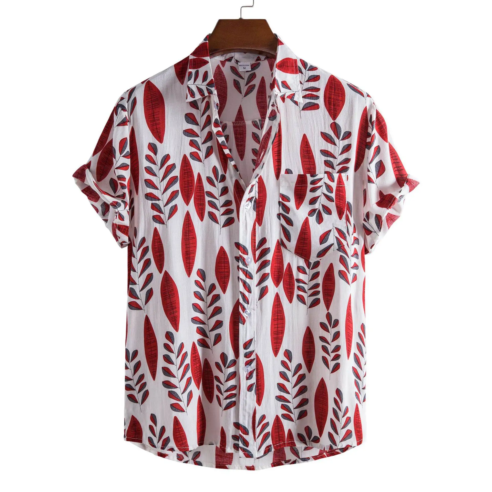 

Men's Fashion Printed Pattern Lapel Short Sleeve Shirt Stylish Autumn Season Ladies' Sweatshirt Velvet Top by Other100%