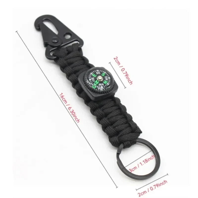 1pcs/2pcs Multifunctional 7-core Paracord Eagle Beak Hiking Buckle with Compass Keychain  Outdoor Survival Camping Gifts