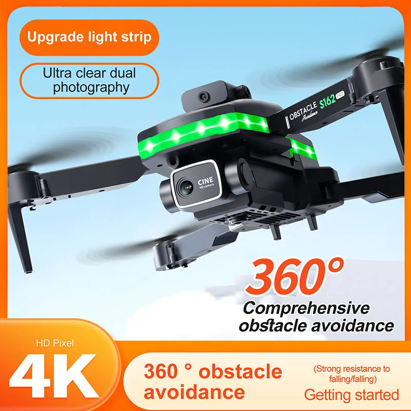 S162 Drone with 4K Camera Obstacle Avoidance and Beautiful LED Water Lamp Cheap Drone Toys For Children