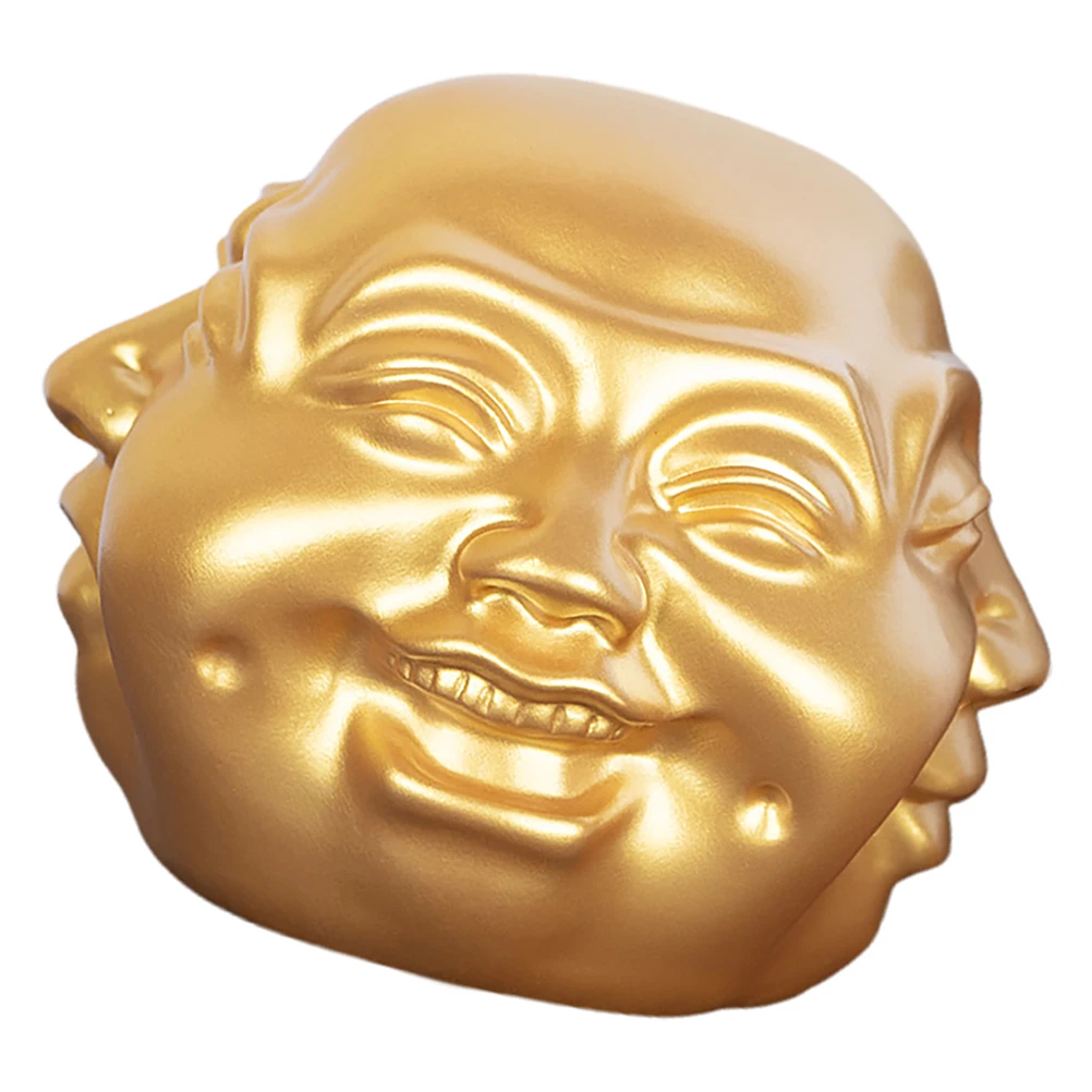 

Buddha Statue Golden Head Office Decor Four Faces Joy Anger Sorrow Happiness Resin Craft Home Living Room Shelf
