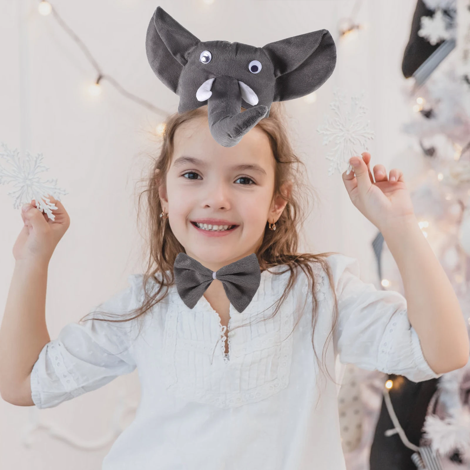 1 conjunto elefante cosplay traje kit crianças dos desenhos animados orelhas de elefante nariz prop animal fantasia bandana crianças festa cosplay acessórios