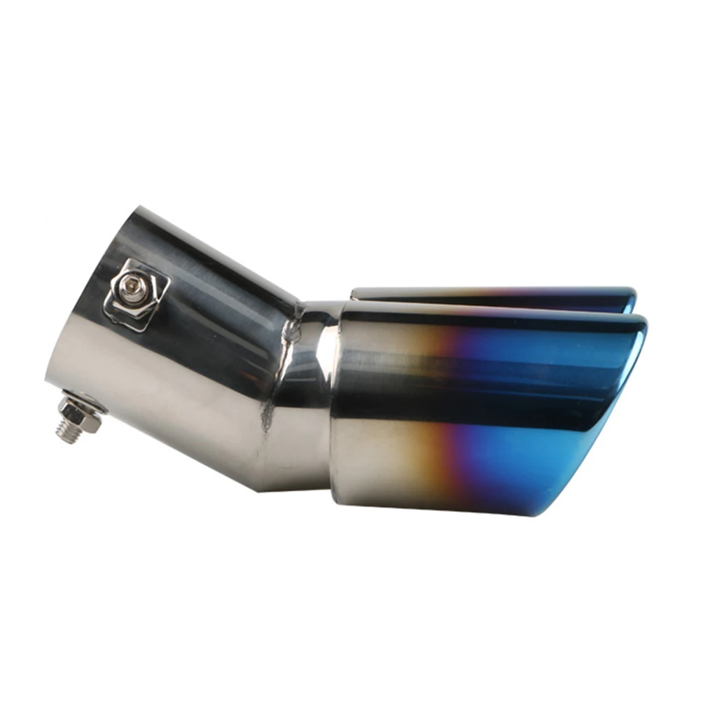 

Car Exhaust Muffler Tip Stainless Steel Car Oval Rear Exhaust Dual Outlet Tail Pipe Muffler Burnt Blue Car Round Accessories