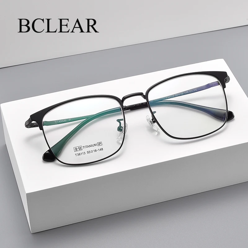 

BCLEAR Fashion Men Titanium Glasses Frame Square Optics Frame Luxury Prescription Glasses Frames Optical Eyewear Retro Classic