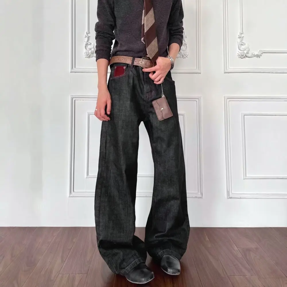 Mens Mens Wide Leg Denim Trousers Retro American Style Loose Straight Fit Washed Jeans Casual Streetwear Fashion Comfortable Bottoms - Aliexpress Deal