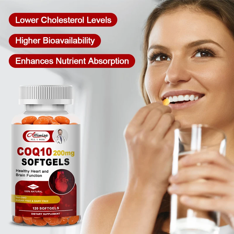 Coenzyme Q10 Capsules 500mg, for Circulation Stress Health and Body Energy, Better Absorption, Antioxidant Heart Health