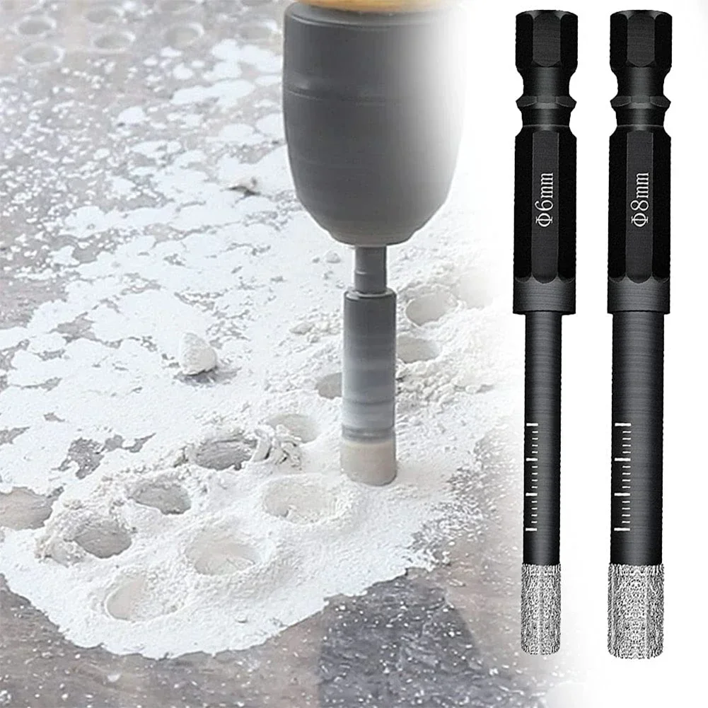Bộ 2 Chuôi Lục Giác Kim Cương Khô Khoan 6Mm 8Mm Lỗ Cưa Cắt Khoan Công Cụ Đá Hoa Cương Đá Cẩm Thạch gạch Men Thủy Tinh