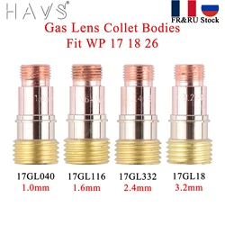 5/10Pcs 1.0/1.6/2.4/3.2mm TIG Stubby Gas Lens Collet Body 17GL040 17GL116 17GL332 17GL18 For TIG WP17/18/26 Welding Torch Kit