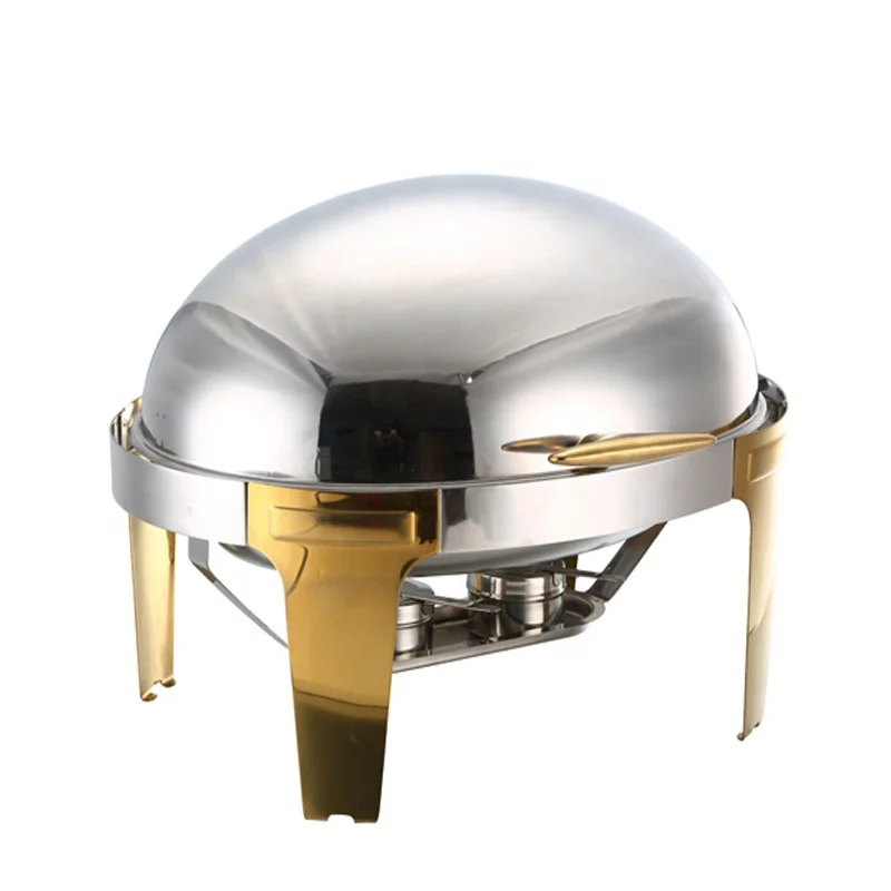 

Parties Events Appetizers Warmer Serving Heater Gold Silver Stainless Steel Oval Chafing Dish with Roll-Top Lid